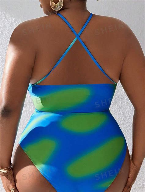 Shein Shein Swim Curve Plus Size One Piece Swimsuit With Crossed