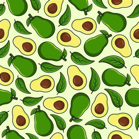 Ilustración de fondo de patrones sin fisuras de fruta de aguacate