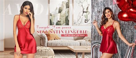 Avidlove Women Lingerie V Neck Nightwear Satin Sleepwear Lace Chemise Mini Teddy At Amazon Women