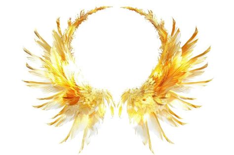 Golden Halo Angelic Design With Wings And Threedimensional Halo Element