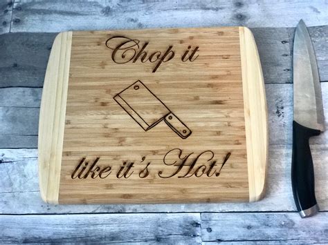 Chop It Like It S Hot Bamboo 2 Tone Cutting Board 13 Etsy