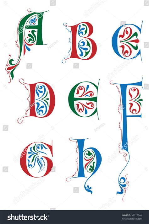 Medieval Alphabet A-h Stock Illustration 59717944 | Shutterstock