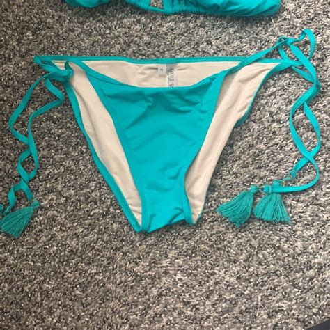 Tart Swim Green Triangle Bikini With Tassels Gem