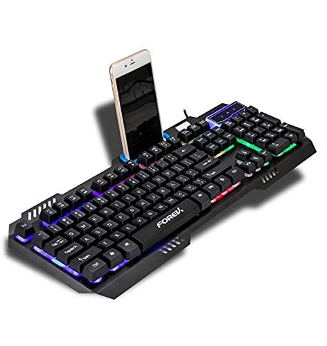 Купить Игровая клавиатура с подсветкой и карманом для телефона FOVEV FV ...
