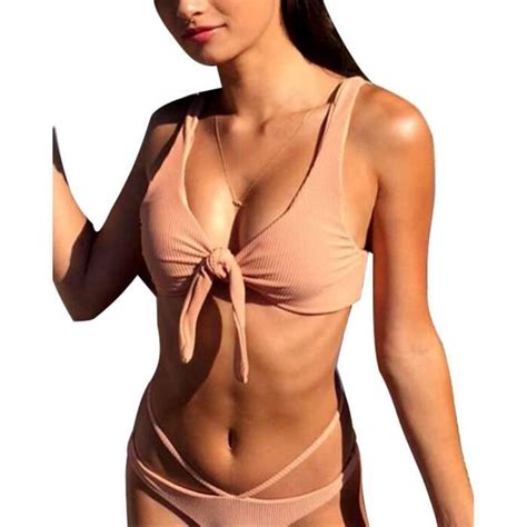 Minetom Femme Vintage Maillot De Bain Chic Push Up Rembourr Bikini Sets Monokini Tankini De