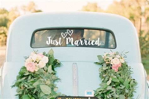 Just Married Wedding Car Window Decal Custom Wedding Car Etsy