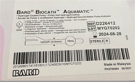 NEW Aquamatic Biocath Hydrogel Bard D226412 Prefilled With Water 12inch