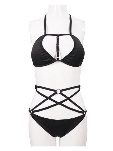 Devil Fashion Black Gothic Sexy Two Piece Bikini Set Darkincloset