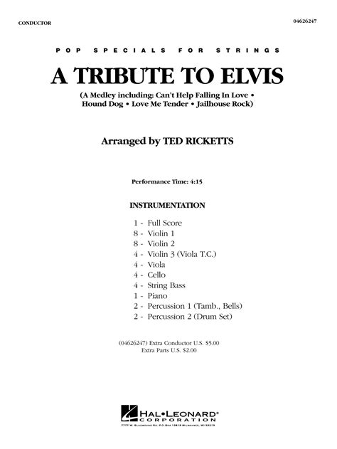 A Tribute To Elvis Arr Ted Ricketts Full Score By Elvis Presley