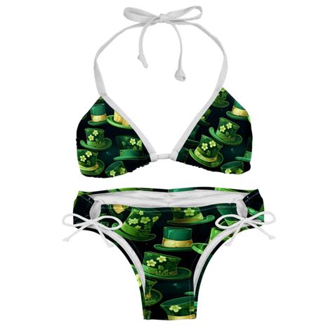 Saint Patrick S Day Detachable Sponge Adjustable Strap Bikini Set Two
