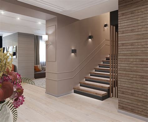 Второй вариант цветового решения для холла 1 этажа. Интерьер гостиной ...