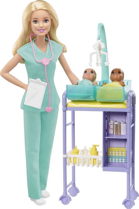 Barbie Careers Baby Doctor Playset With Blonde Fashion Doll 2 Baby