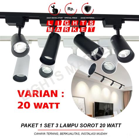 Jual Paket 1 Set 4 Lampu Rell Track LED Sorot Lampu Sorot Tracklight