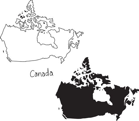 outline and silhouette map of Canada - vector 3127340 Vector Art at ...
