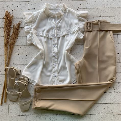 CALÇA ALFAIATARIA VINCO E CINTO LUXO NUDE Dondoca Moda Feminina