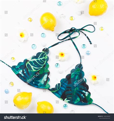 Woman Bikini Swimsuit Straw Hat Flowers Stock Photo Shutterstock