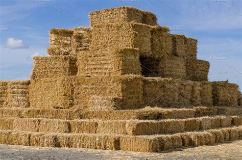 Large Stack Of Square Hay Bales High Quality Nature Stock Photos