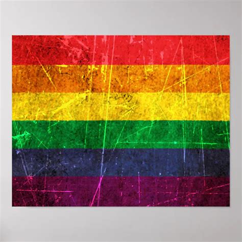 Scratched And Worn Vintage Gay Pride Rainbow Flag Poster Zazzle