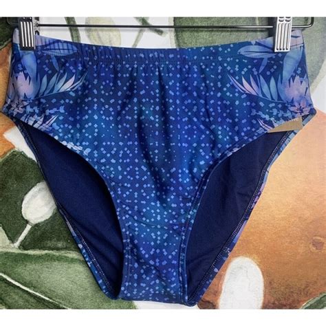 Title Nine Swim Title Nine Small High Waisted Blue Printed Bikini Bottom Swimwear New Poshmark