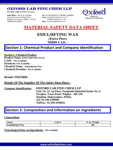 Emulsifying Wax Cetearyl Alcohol Potassium Cetyl Phosphate Pdf