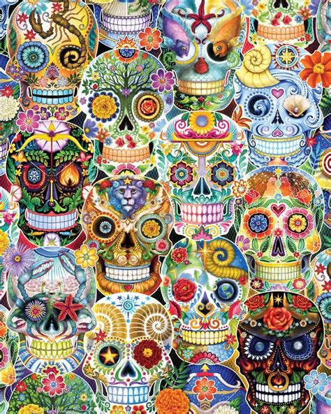 Day Of The Dead Sugar Skulls Jigsaw Puzzle Piece Jigsaw Puzzles