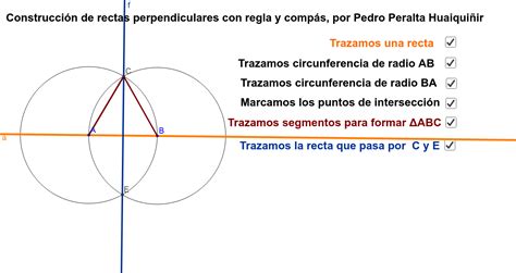 Construcción de rectas perpendiculares con regla y Compás GeoGebra