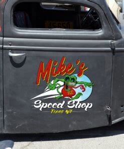 Personalized Hot Rod Rat Fink Speed Shop Vinyl Stickers Dingmun