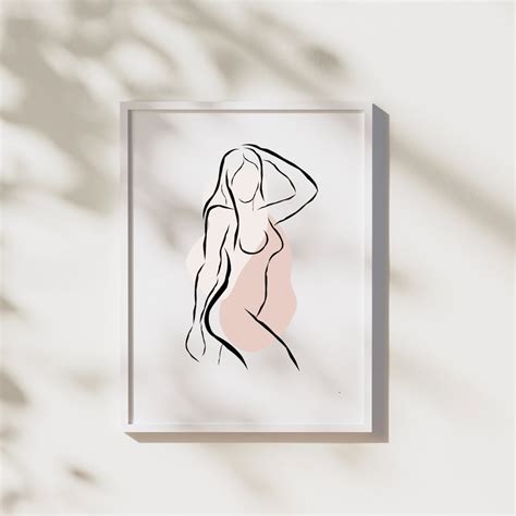 Naked Woman Body Line Drawing Art Print Lady Female Abstract Continuous Simple Modern Printable