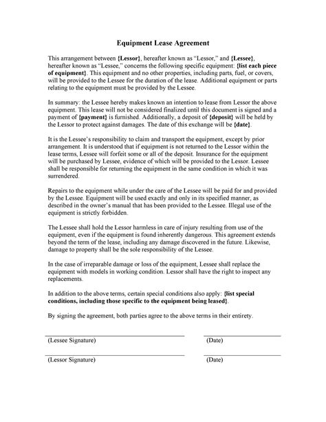 44 Simple Equipment Lease Agreement Templates Templatelab