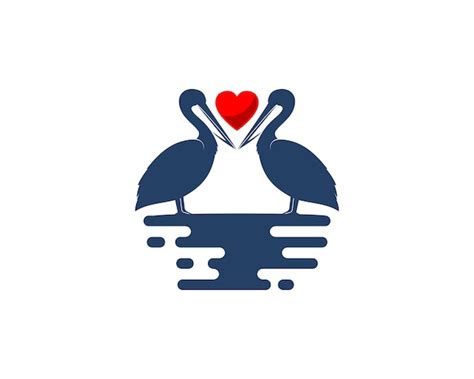Pélican Tête à Tête Avec Amour Au Milieu Vecteur Premium