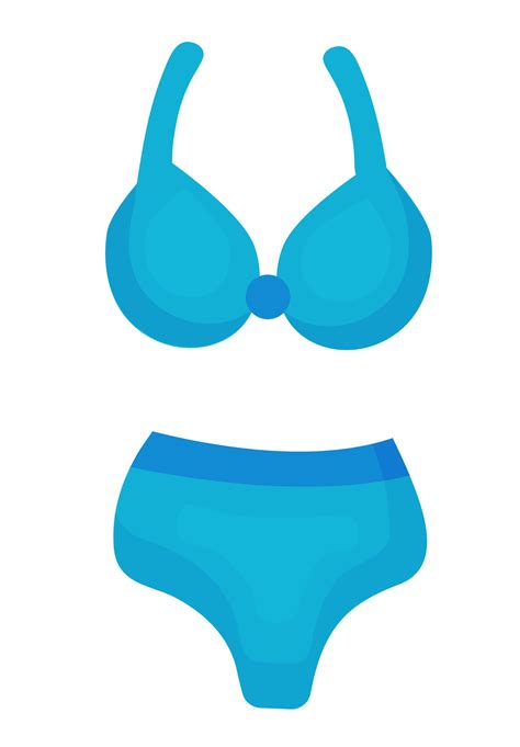 Summer Women Swimsuit Blue Bikini Beach Swimwear Vector Cartoon Illustration Vector
