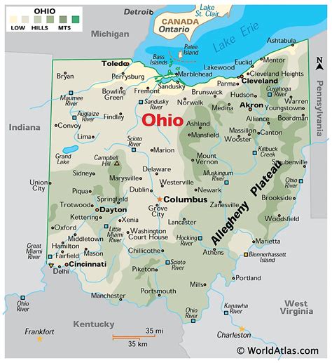 Ohio Physical Map