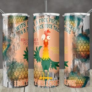 20 Oz Skinny Tumbler Design Wood Chicken Wire Background Funny Chicken Fuck Here Sublimation