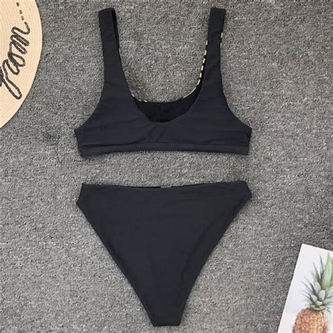 New Sexy Leaves Print Swimsuit High Waist Bikini Women Vintage Swimwear Two Pieces