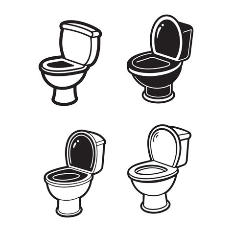 Four Different Toilet Designs In Black And White Background 51571692