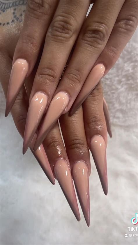 Long Nude Stiletto Nails Artofit