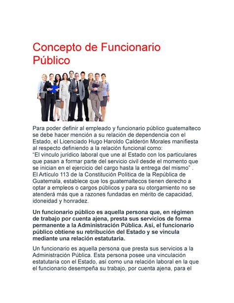 Concepto De Funcionario Publico Concepto De Funcionario Público Para