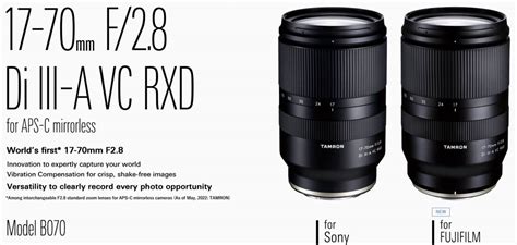 Tamron 17-70mm F/2.8 for Fujifilm X Announced - Press Release - Fuji Rumors