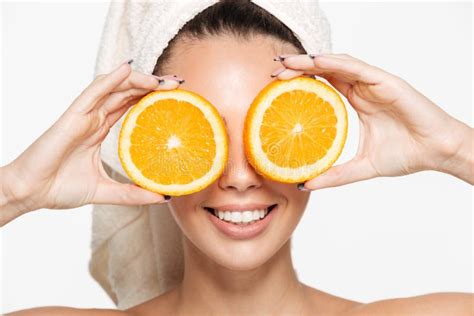 Close Up Beauty Portrait Of A Cheerful Half Naked Woman Stock Image Image Of Clean Beautiful