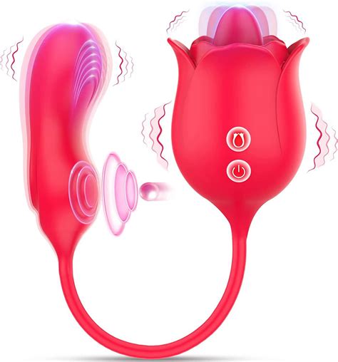 Rose Vibrating Egg 10 Vibration Modes 5 Tongue Licking Modes 2 In 1 Adult Feminine Toys For