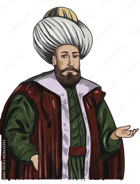 ottoman sultan illustration isolated  white background stock