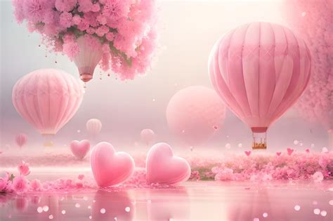 Premium Photo Pink Hot Air Balloons In The Sky
