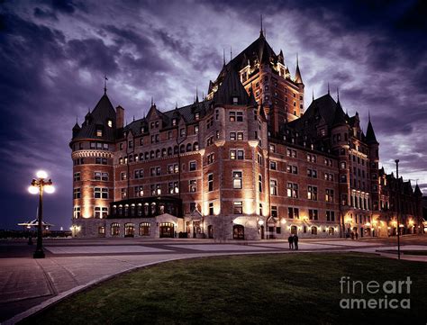 Castle Fairmont Le Chateau Frontenac With Dramatic Night Sky Qu