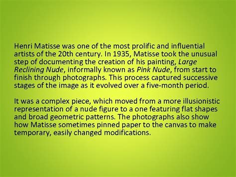 Large Reclining Nude By Henri Matisse A Photographic