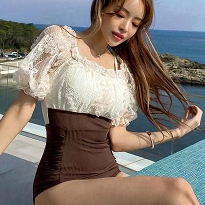 Sexy Halter Strap One Piece Swimsuit Female High Waist Triangle Spring Swimwear Bikini On Luulla