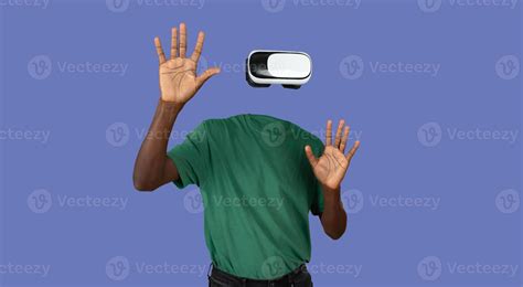 A person wearing virtual reality goggles engages with an unseen