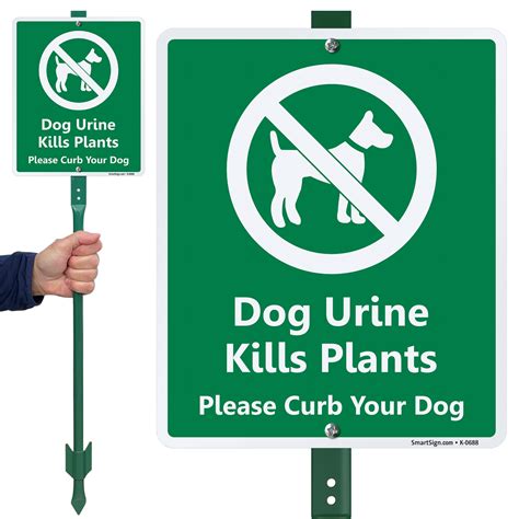 dog urine kills plant curb  dog lawnboss sign sku