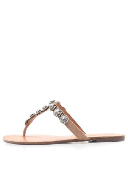 Chinelo Rasteira Santa Lolla Pedraria Nude Compre Agora Dafiti Brasil