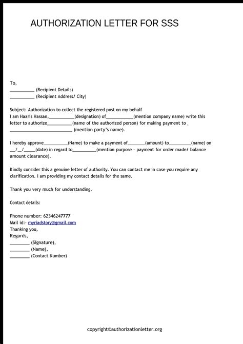 Authorization Letter For Sss Death Claim