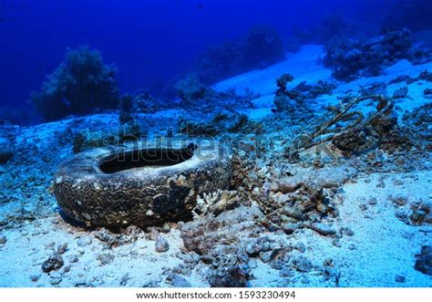 Marine Pollution On Corals Underwater Tropical Stock Photo